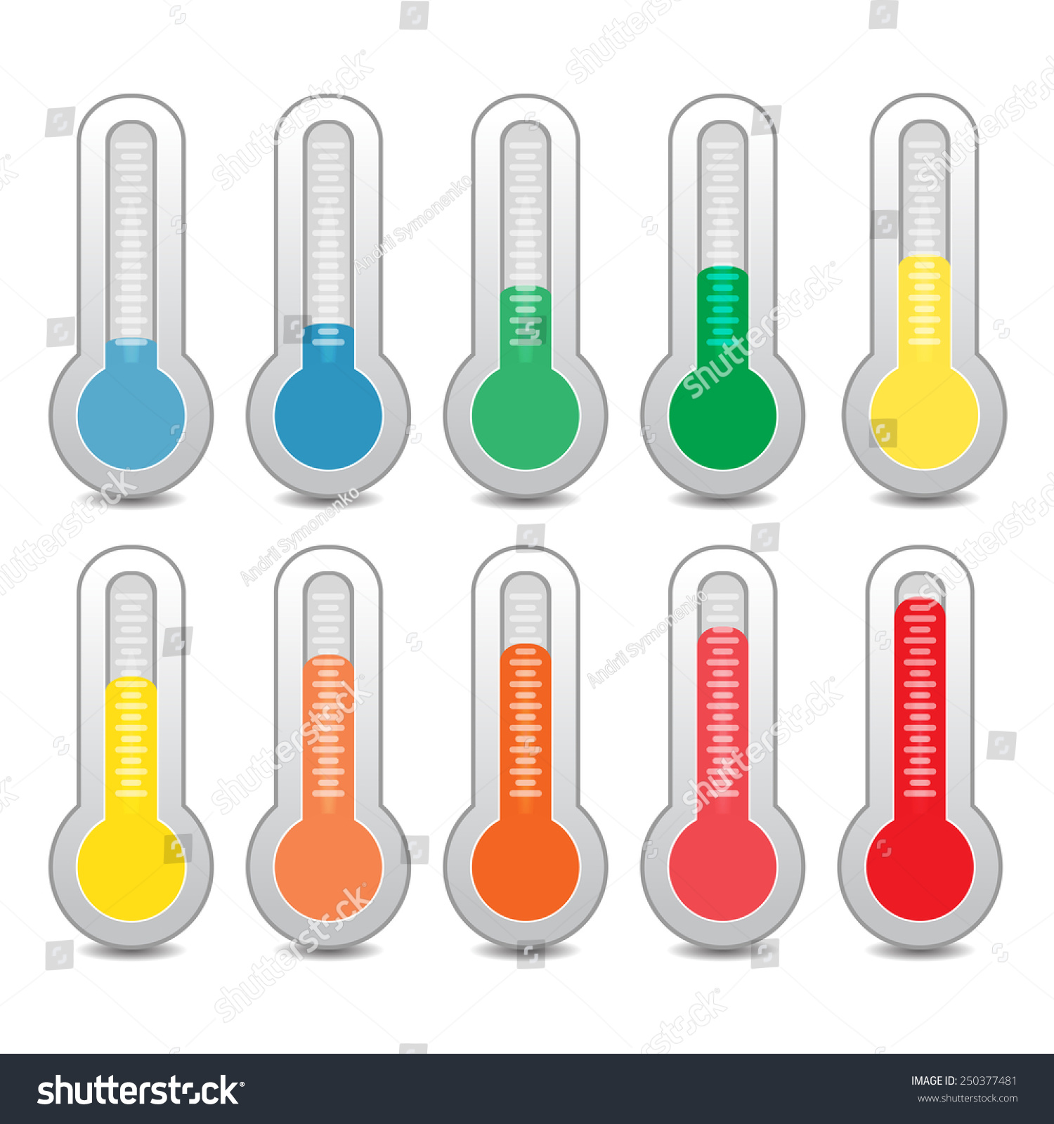 Temperature Gauge Set. Stock Vector Illustration 250377481 : Shutterstock