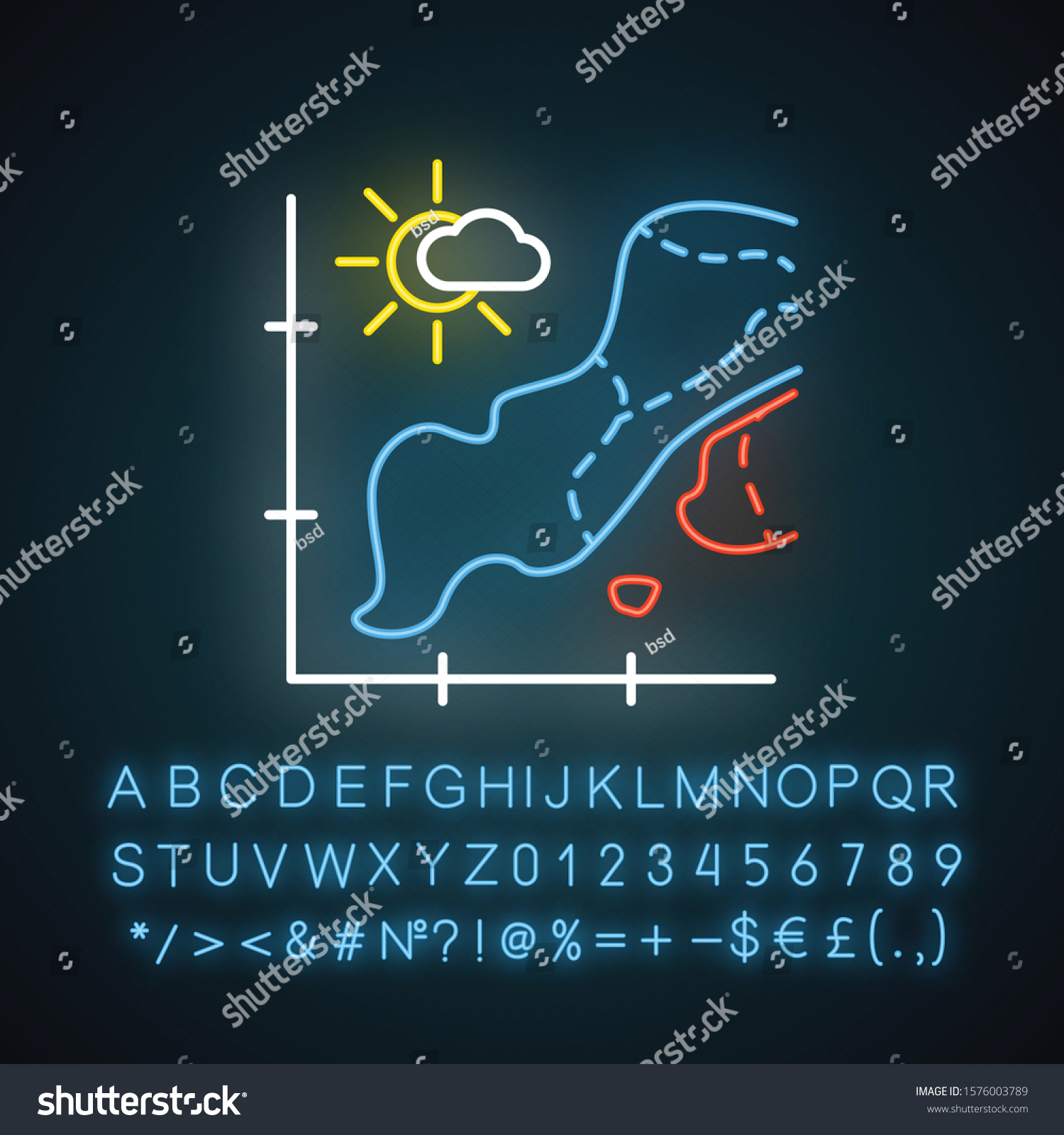 Temperature Map Neon Light Icon Weather Stock Vector Royalty Free 1576003789