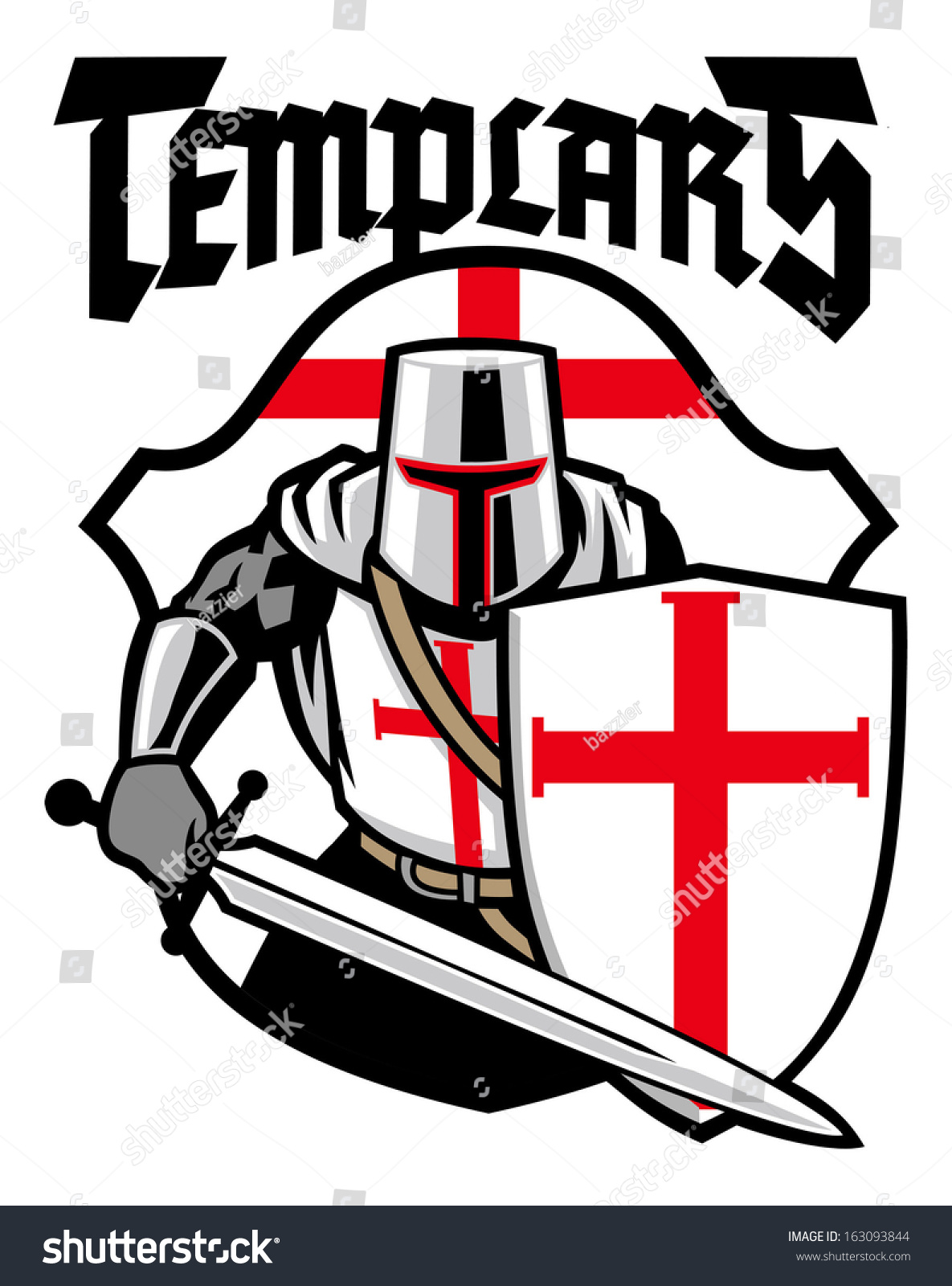 Templar Knight Stock Vector Illustration 163093844 : Shutterstock