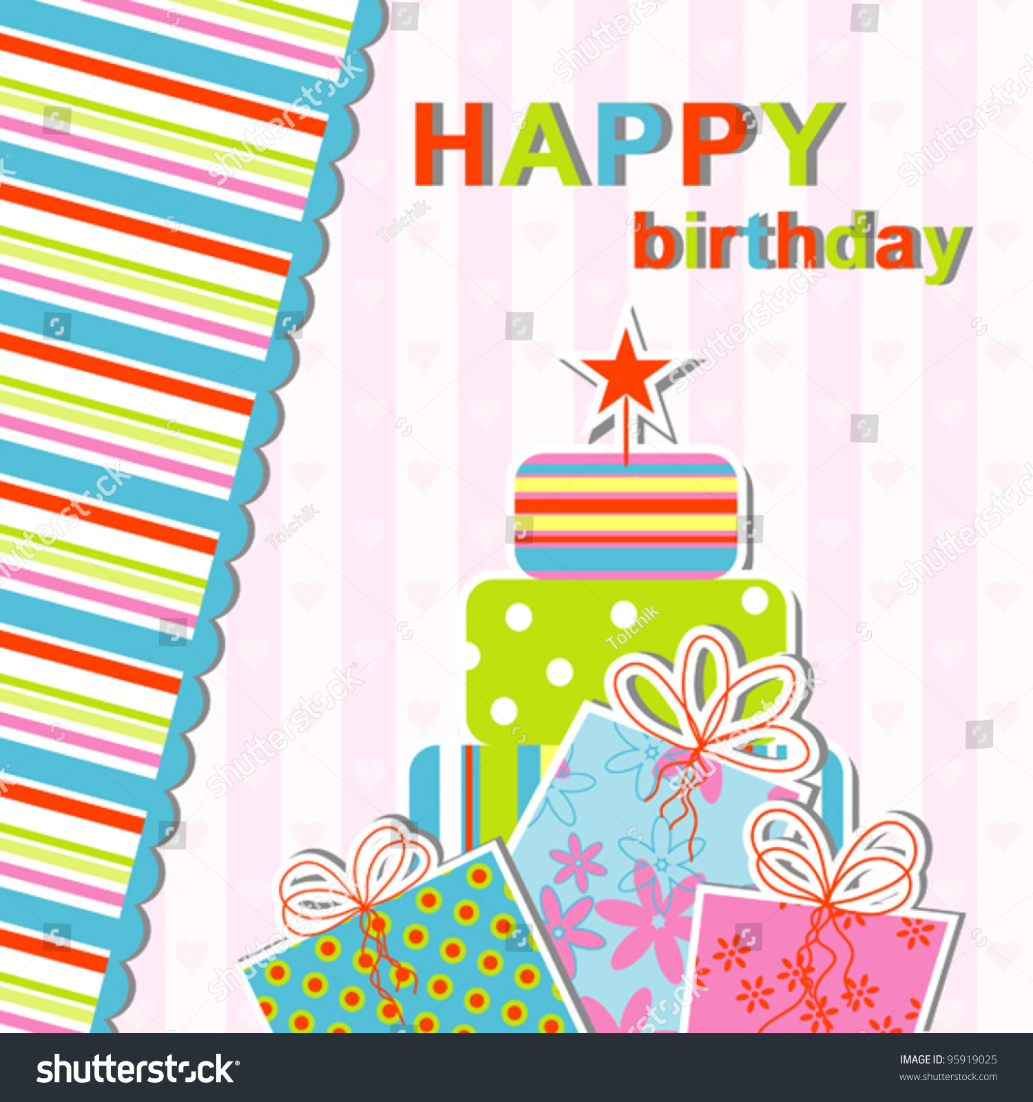 Template Birthday Greeting Card Vector Illustration Stock Vector ...