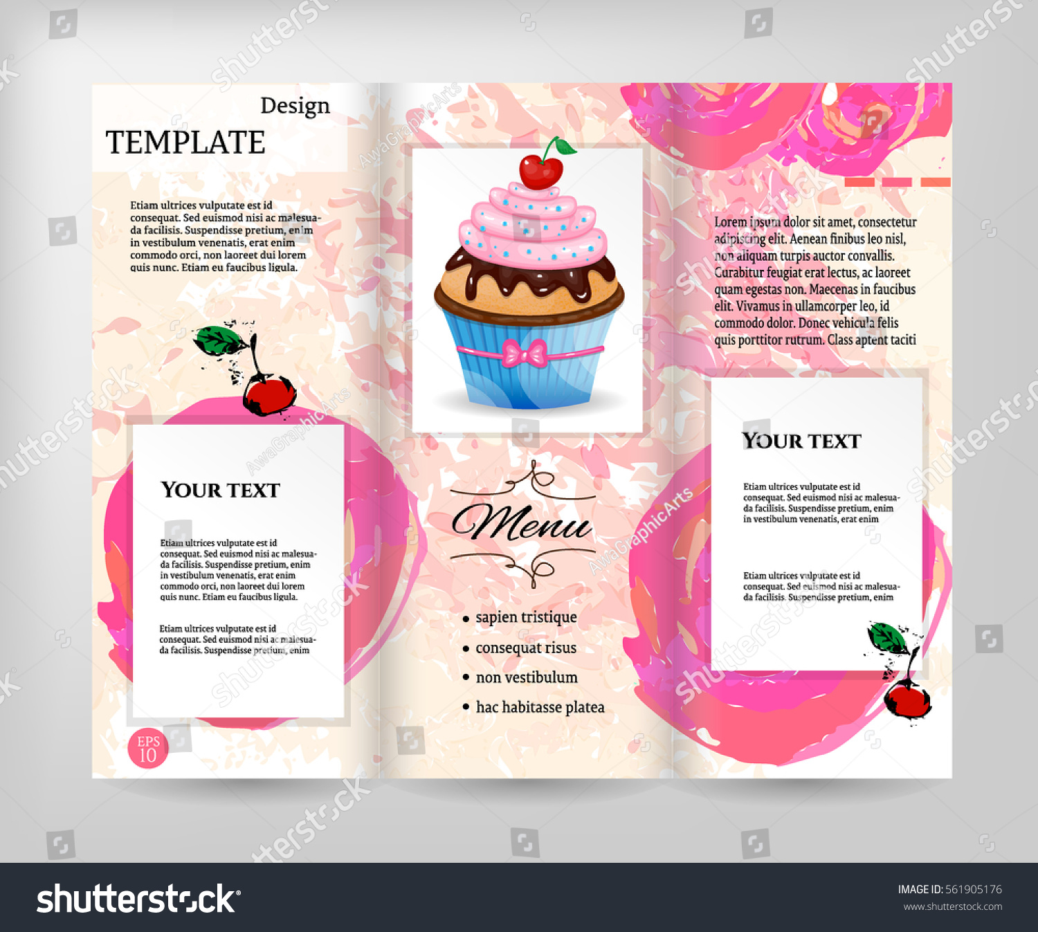 Template Design Flyer Realistic Cupcake Pink Stock Vector 561905176 ...