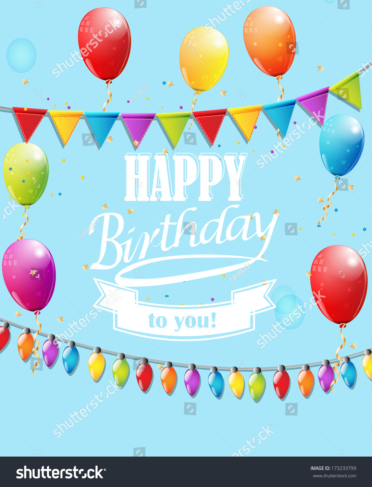 Template Happy Birthday Card Vector Stock Vector (Royalty Free) 173233799
