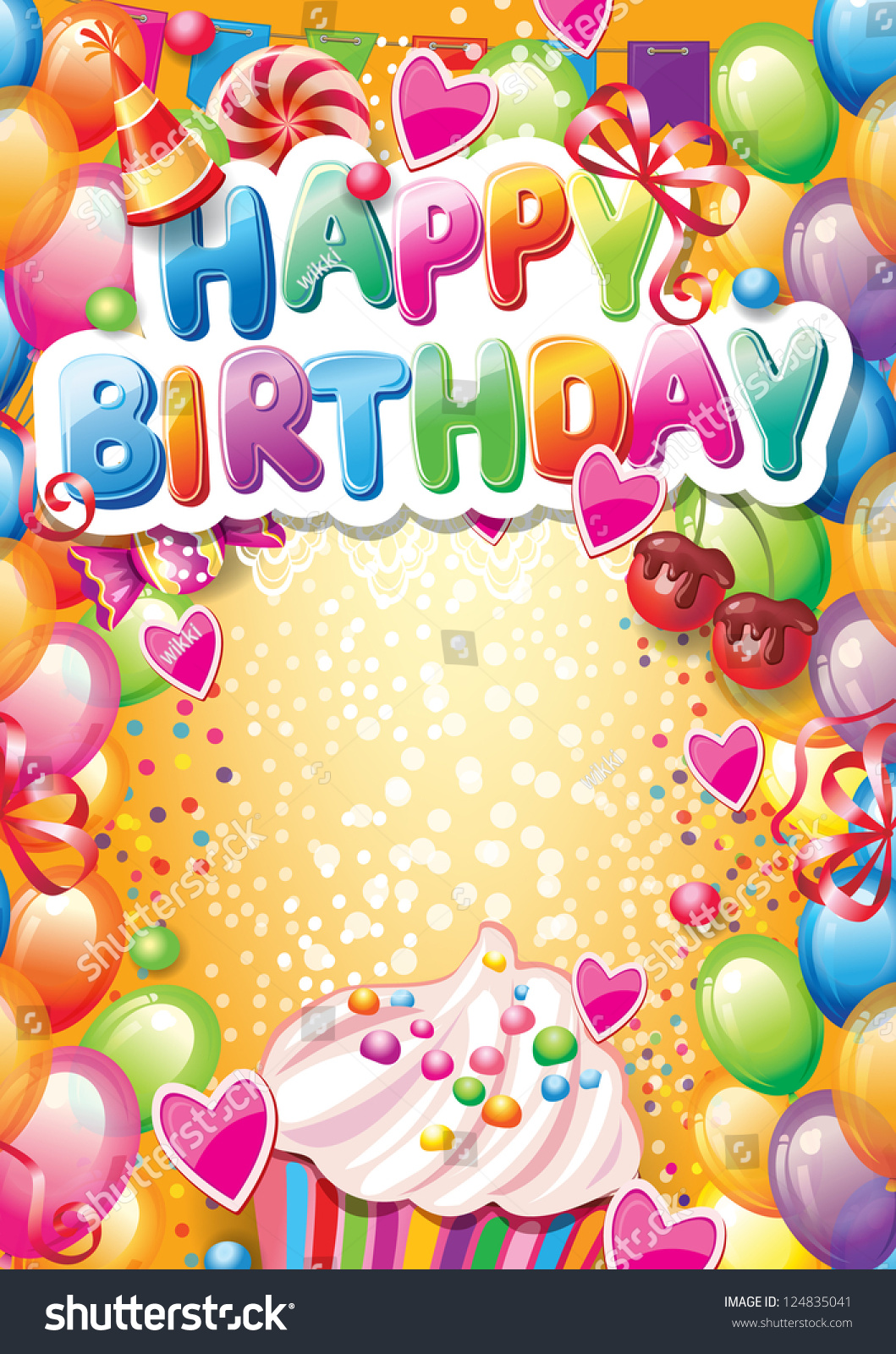 Template For Happy Birthday Card With Place For Text Stock Vector ...