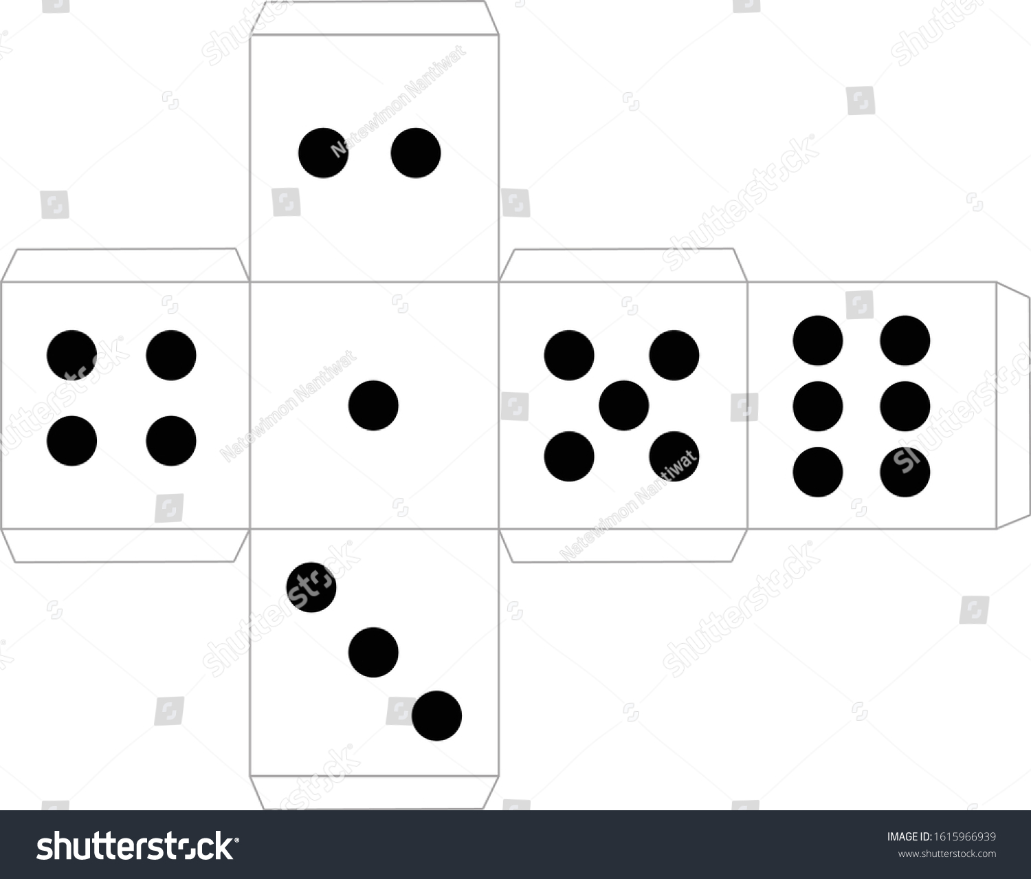 Template Paper Cube Dice Making Big Stock Vector (Royalty Free) 1615966939