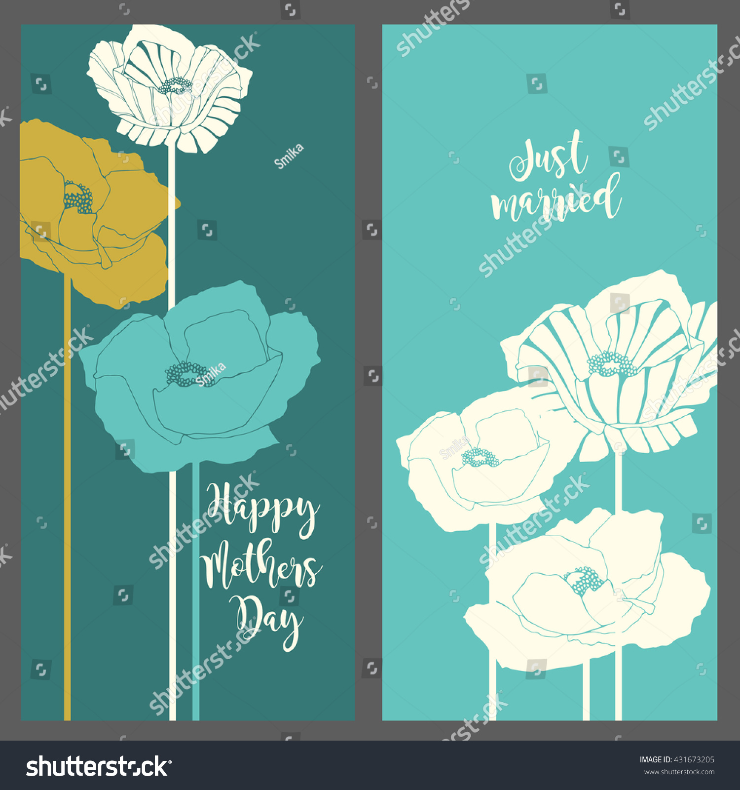 Template Invitation Cards Flowers Vector Illustration Stock Vector