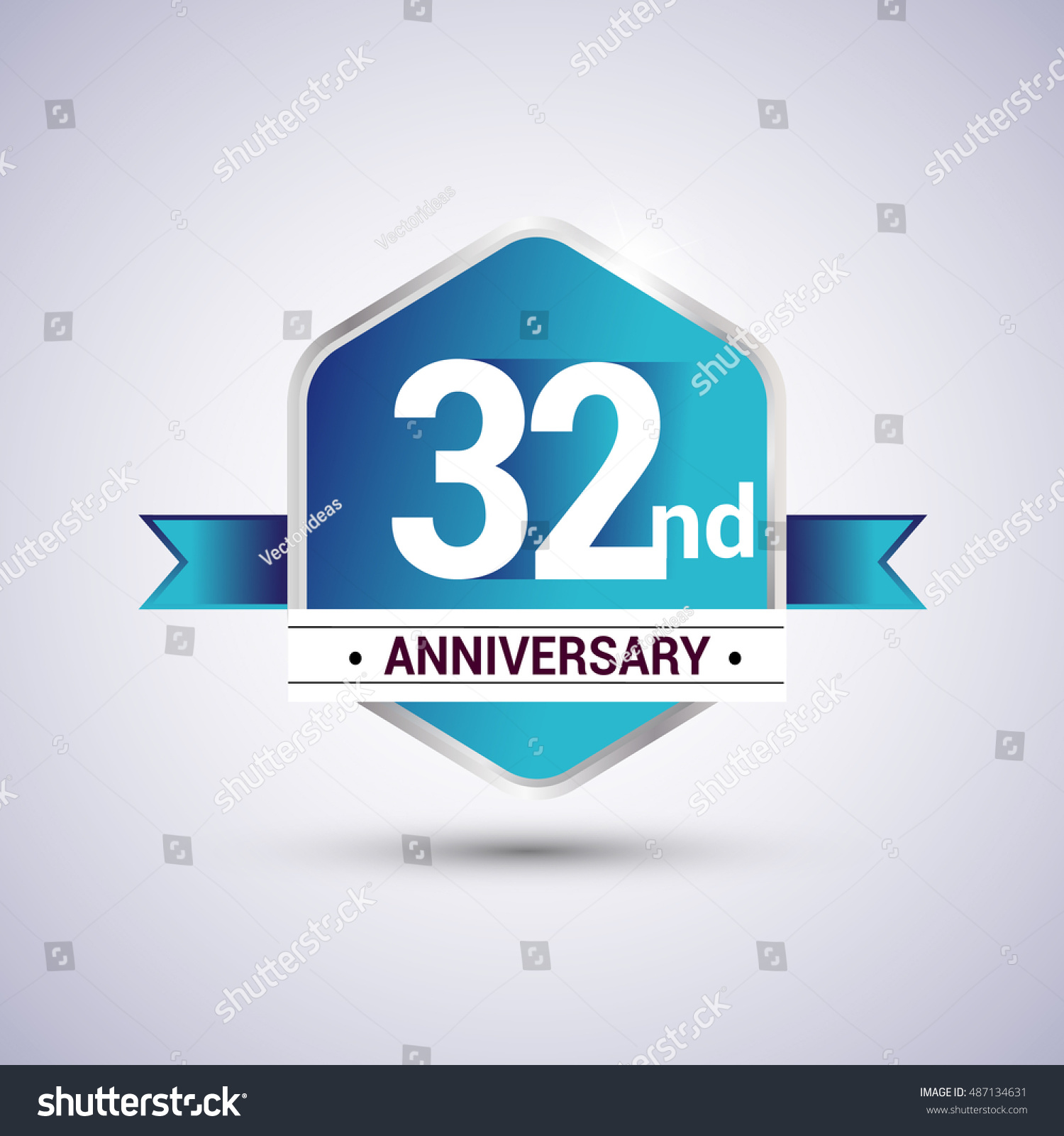 Template Logo 32nd Anniversary Celebration Blue Stock Vector