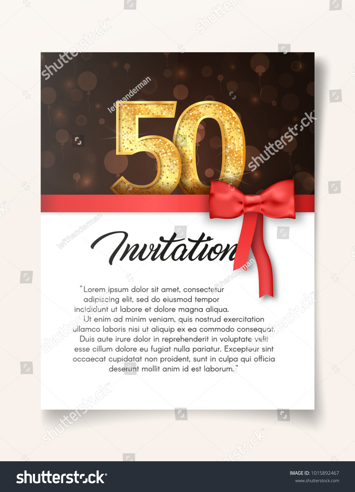 SVG of Template of invitation card to the day of the fiftieth anniversary with abstract text vector illustration. Card to 50 th years eve  invite svg