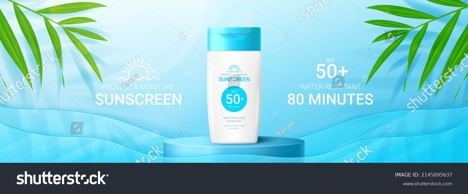 Template Sunscreen Ad Banner Banner 3d Stock Vector (royalty Free 