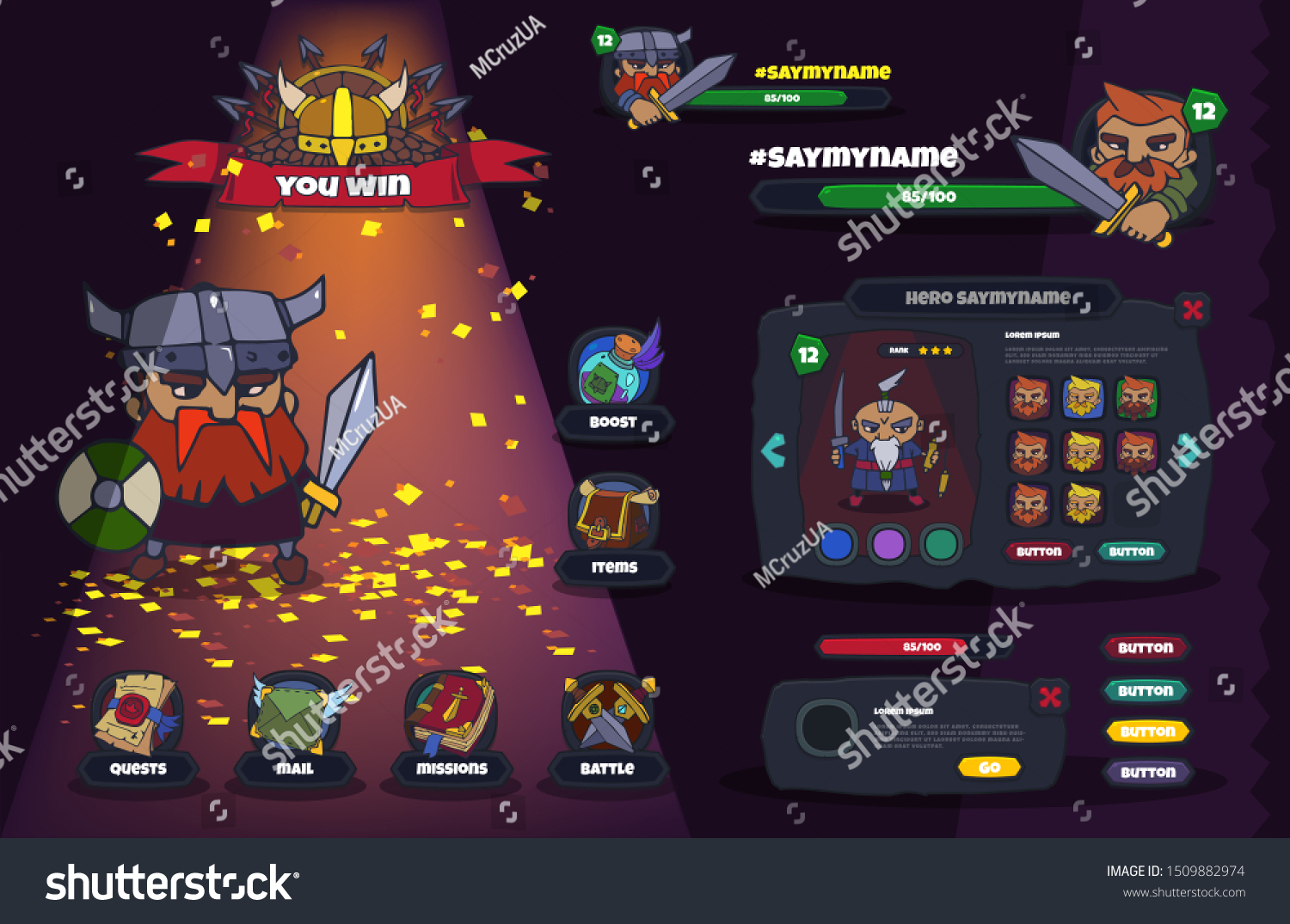 Template User Interface Mobile Game Vector Stock Vector Royalty Free