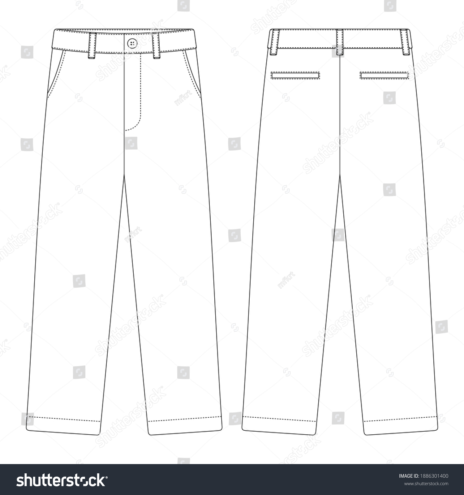 Template Suit Trouser Without Button Vector Stock Vector (Royalty Free ...