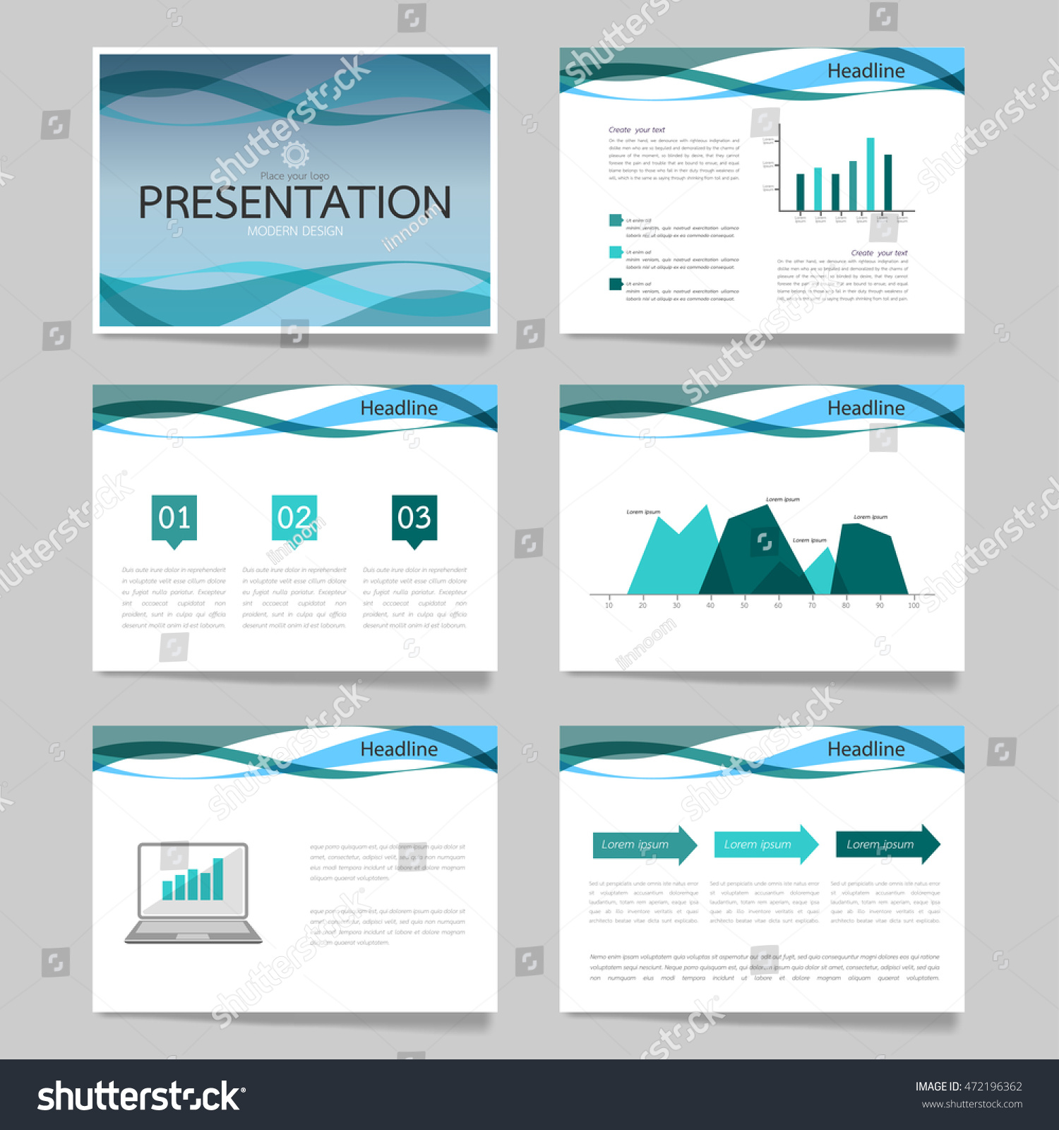 Template Vector Curve Blue Set Brochure Stock Vector 472196362 Shutterstock Horizontal Flyer Template
