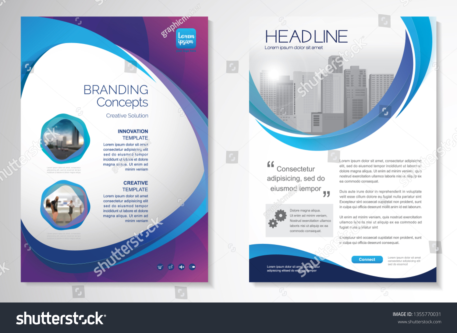 Template Vector Design Brochure Annualreport Magazine Stock Vector Royalty Free 1355770031 8829