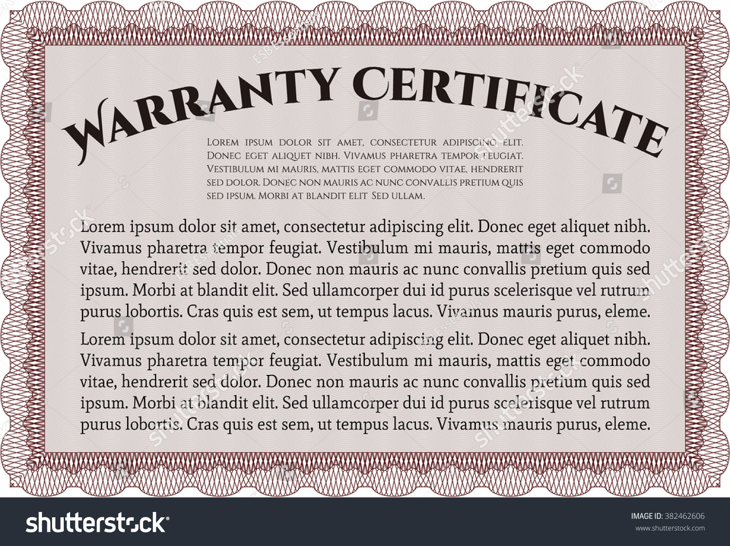 Template Warranty Certificate Border Frame Superior Stock Vector ...