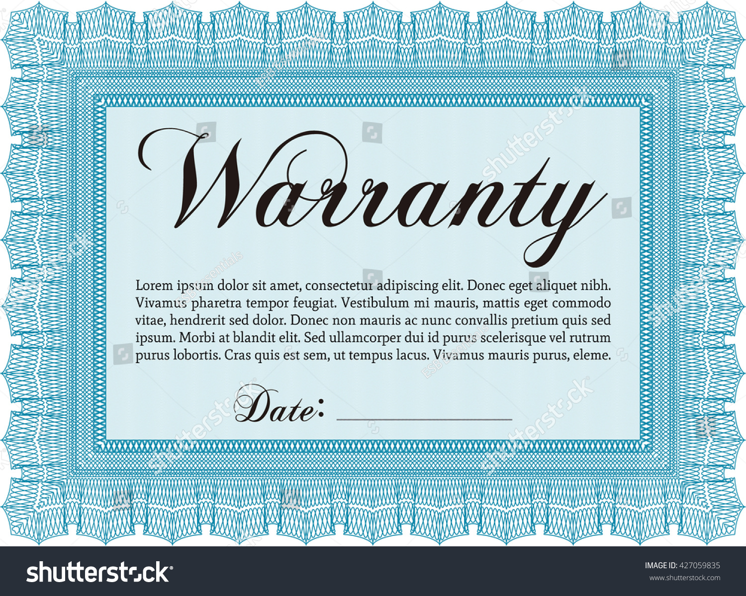 Template Warranty Certificate Border Frame Superior Stock Vector ...