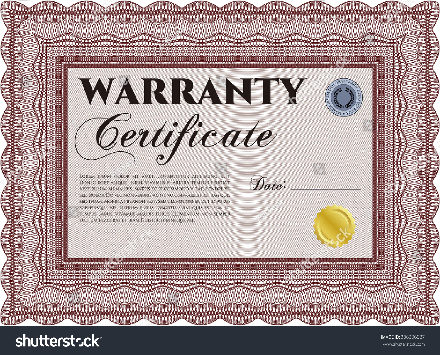 Template Warranty Certificate Border Frame Quality Stock Vector ...