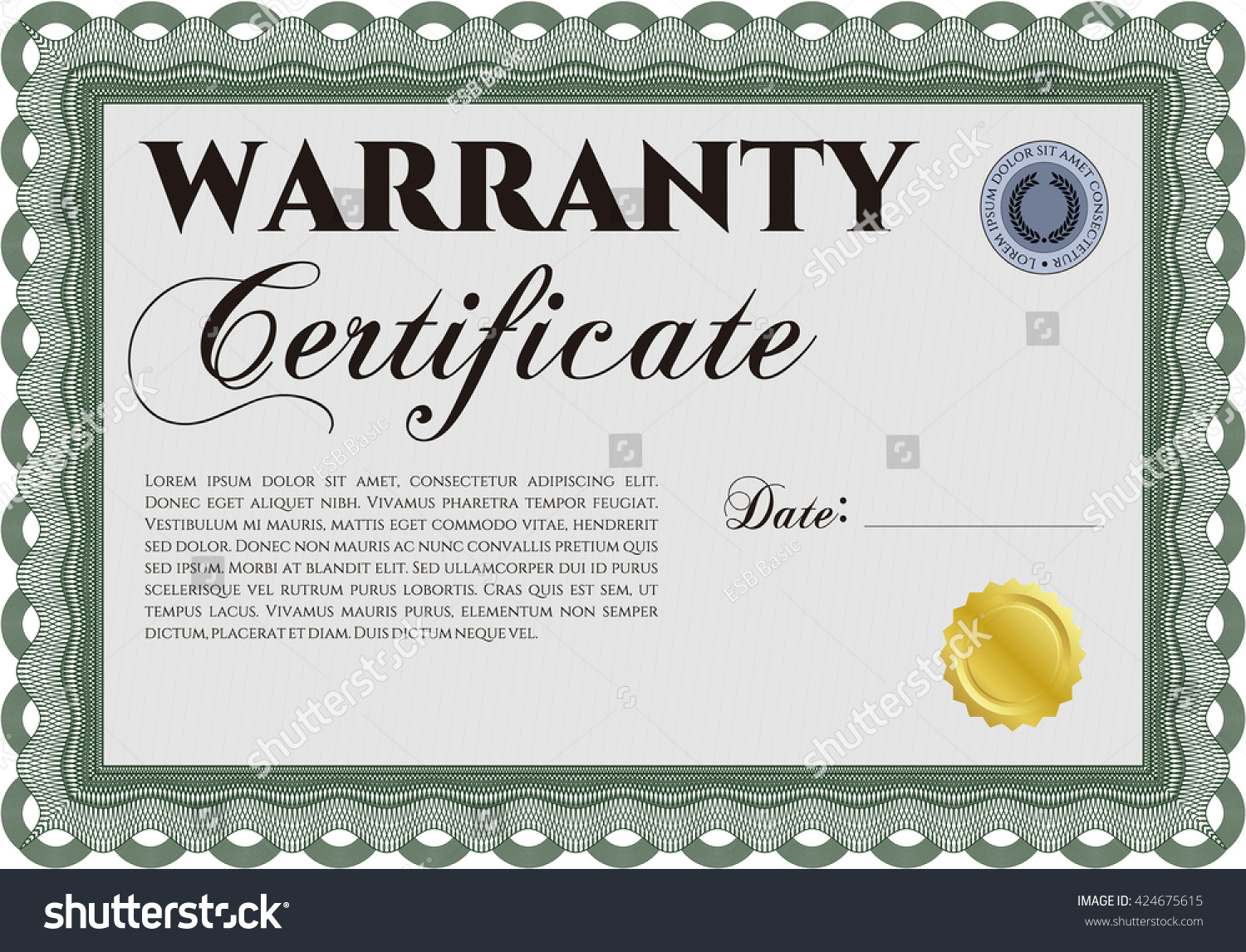 Template Warranty Certificate Border Frame Quality Stock Vector ...