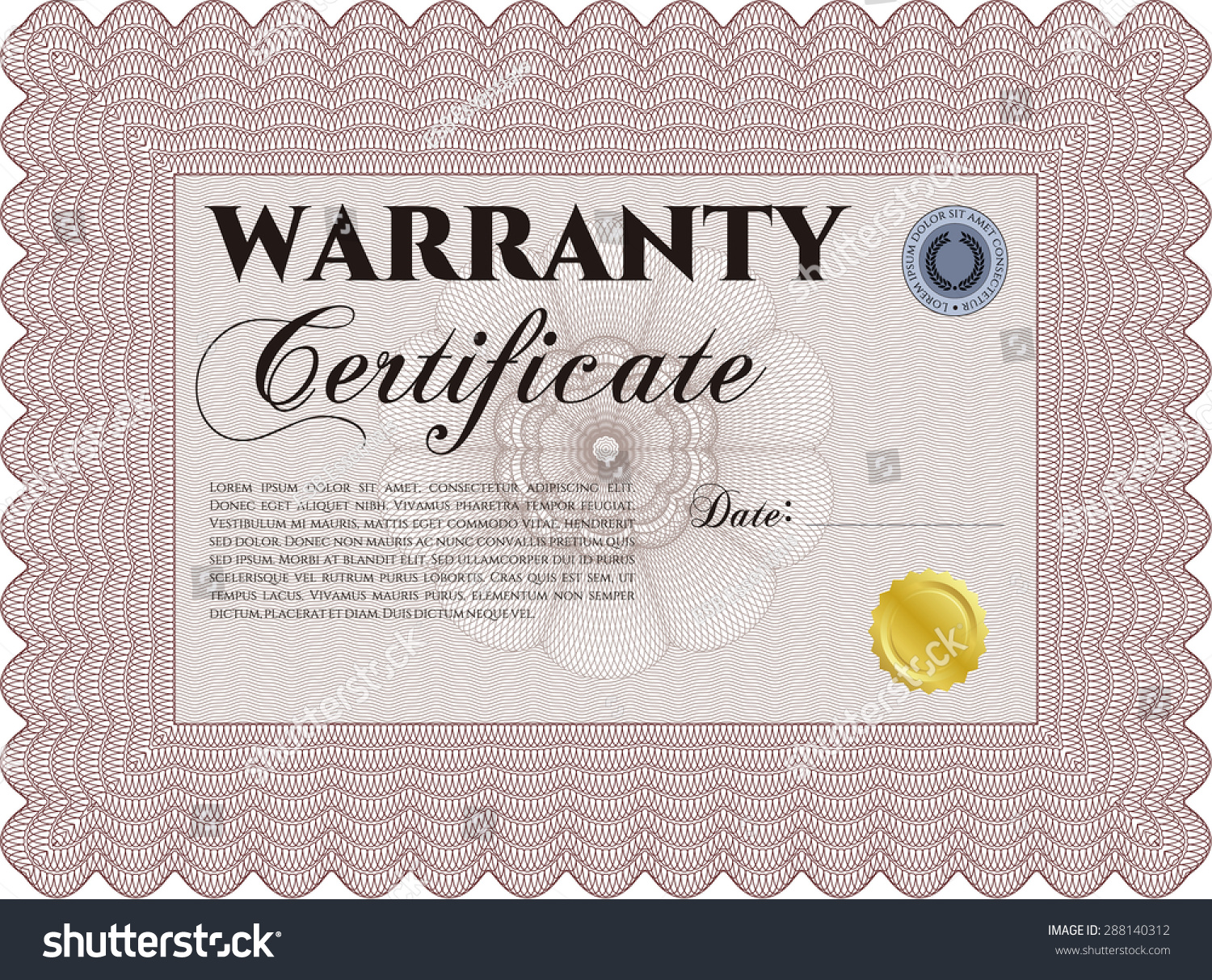 Template Warranty Certificate Complex Border Includes Stock Vector ...