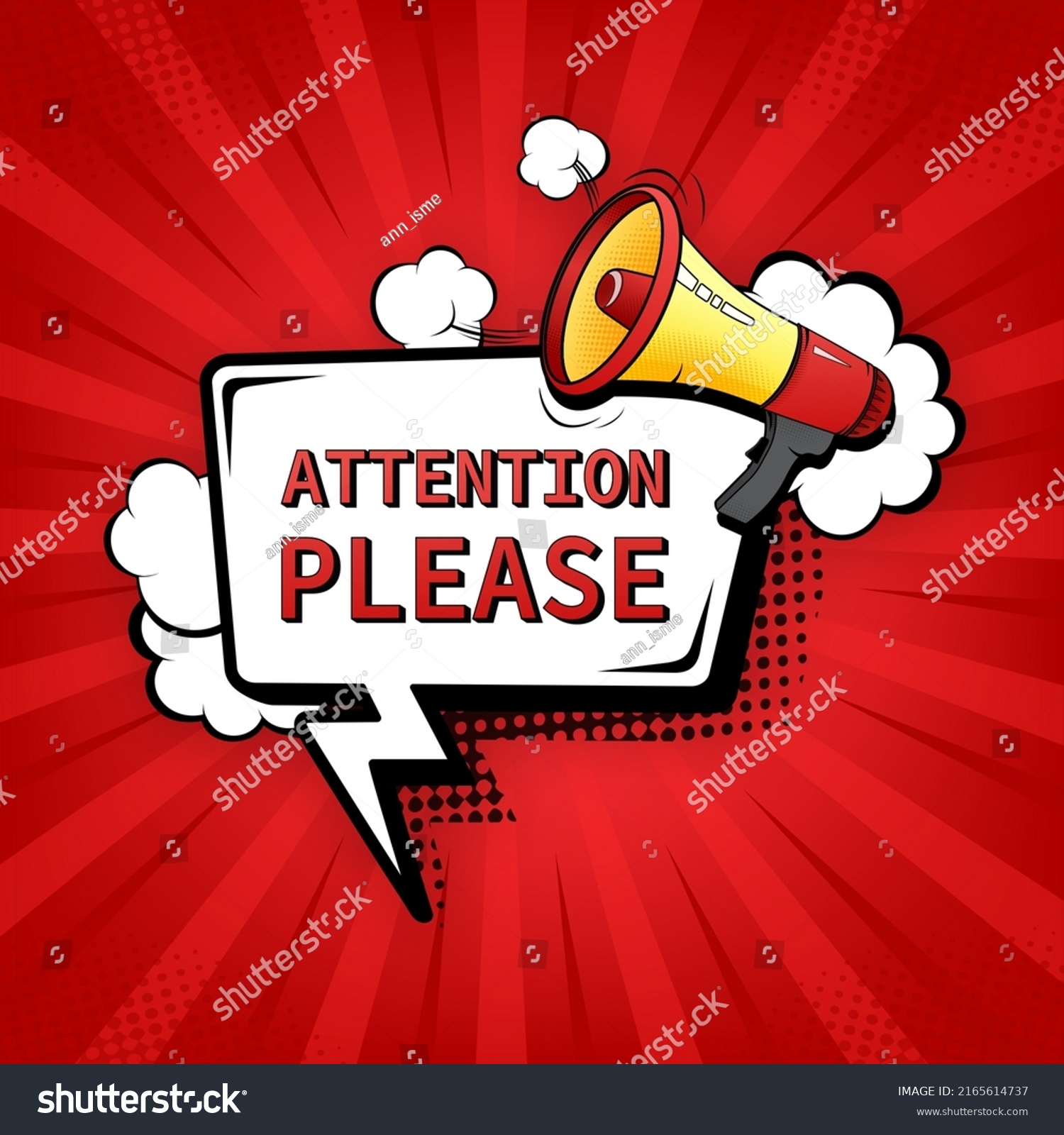 Template Attention Please Megaphone On Red Stock Vector (Royalty Free ...