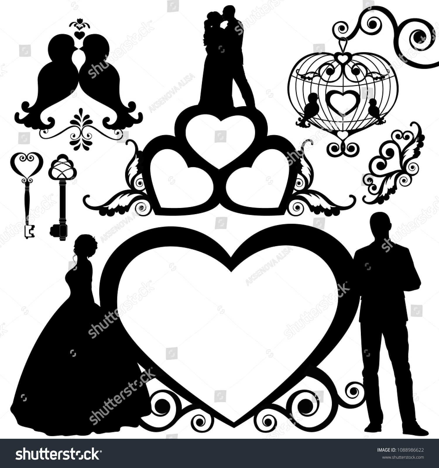 Templates Laser Cutting Hearts Couples Love Stock Vector Royalty Free 1088986622 5643