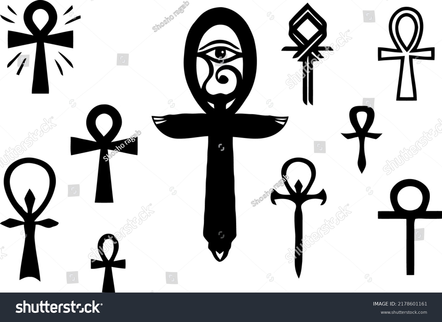 Ten Ankh Symbols Called Key Life Stock Vector (Royalty Free) 2178601161 ...