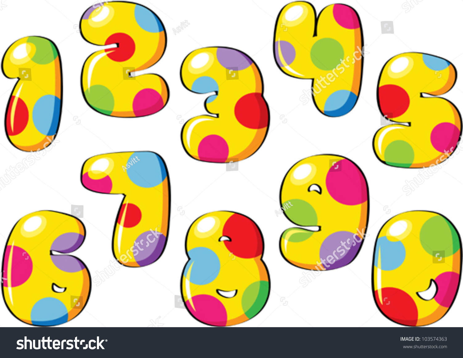 Ten Spotty Cartoon Numbers. One, Two, Three, Four, Five, Six, Seven ...