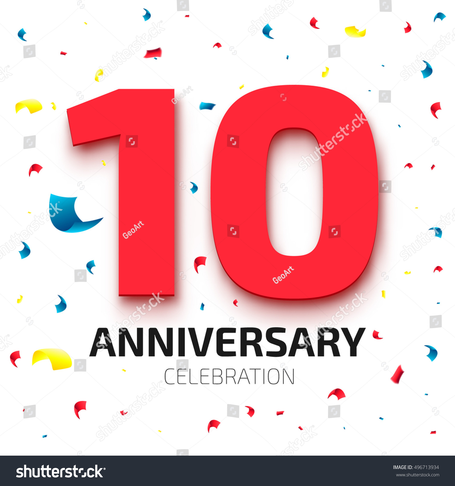 Ten Year Anniversary Banner 10th Year Stock Vector 496713934 - Shutterstock