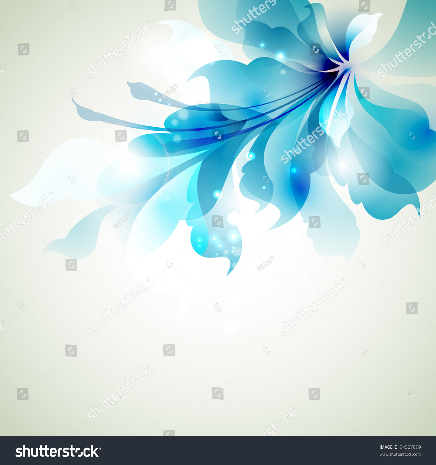 Tender Background With Blue Abstract Flower Stock Vector Illustration ...