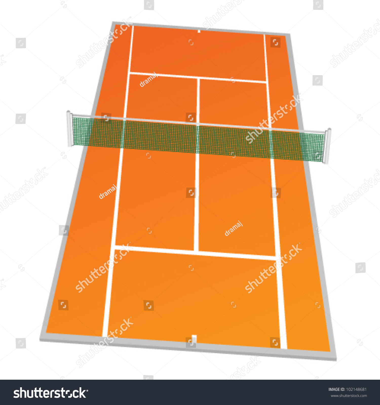 Tennis Court Orange Color Illustration Art Stock Vector (Royalty Free ...