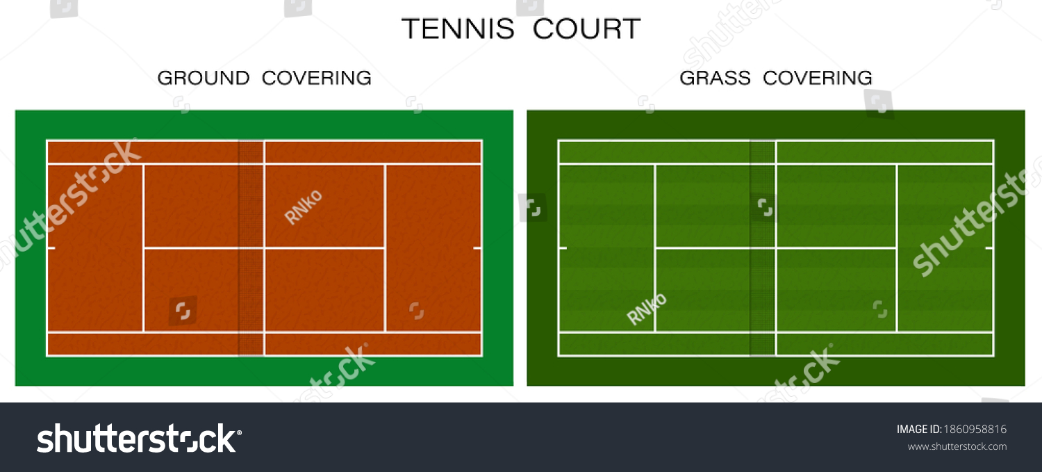 Tennis Court Top View Grass Ground Stock Vector (Royalty Free ...