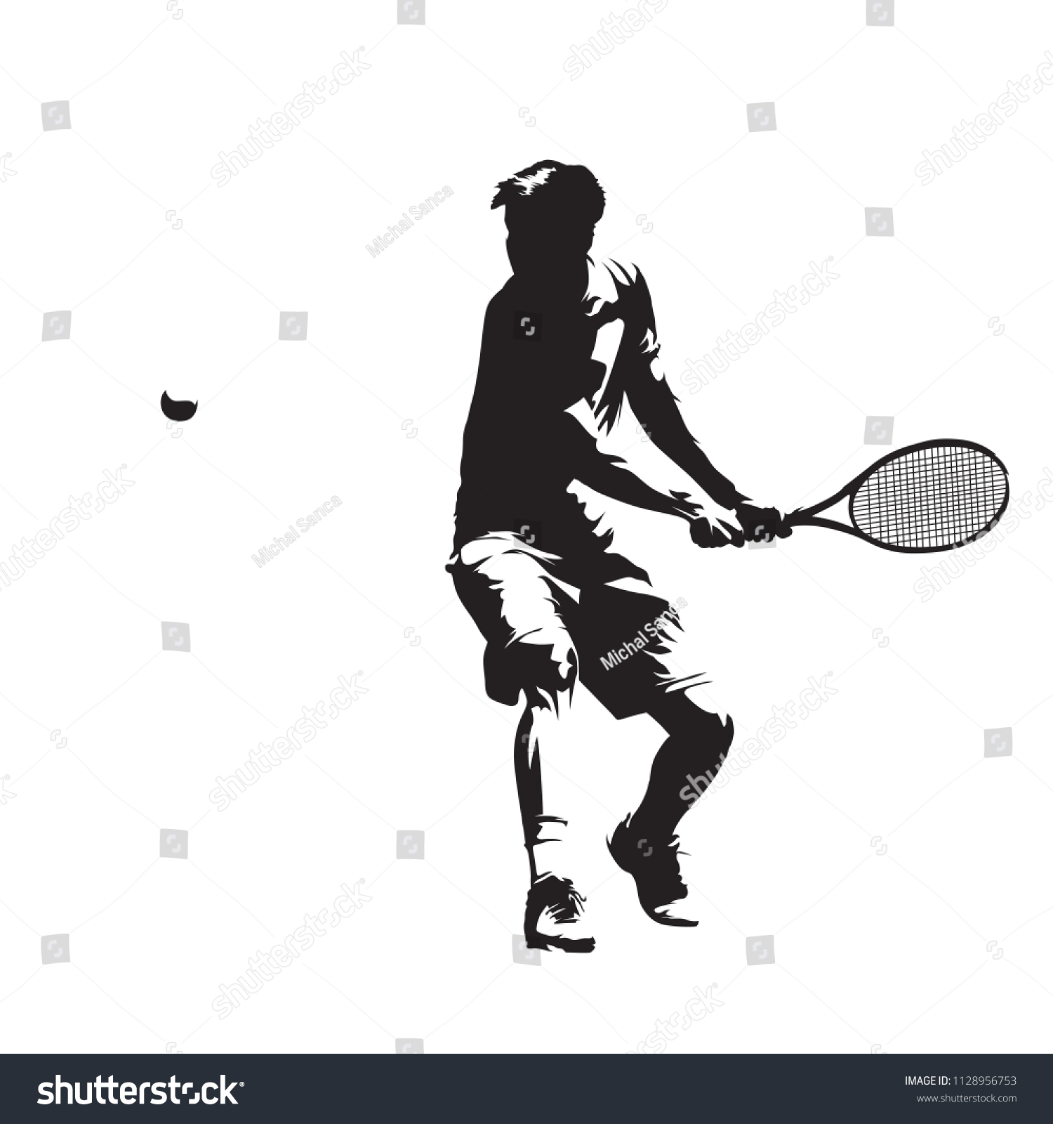 Tennis Player Isolated Vector Silhouette Backhand: Vector De Stock ...