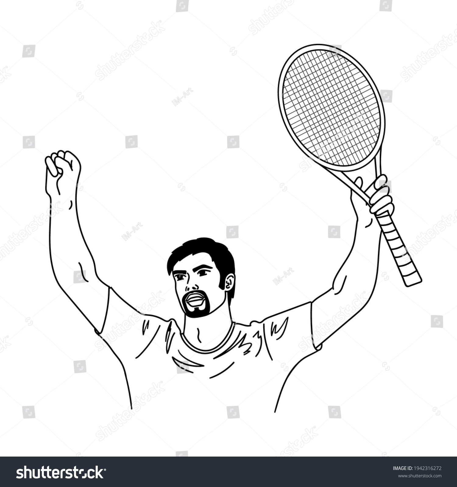 Tennis Player Outline Silhouette Sketch Man Stock Vector (Royalty Free ...