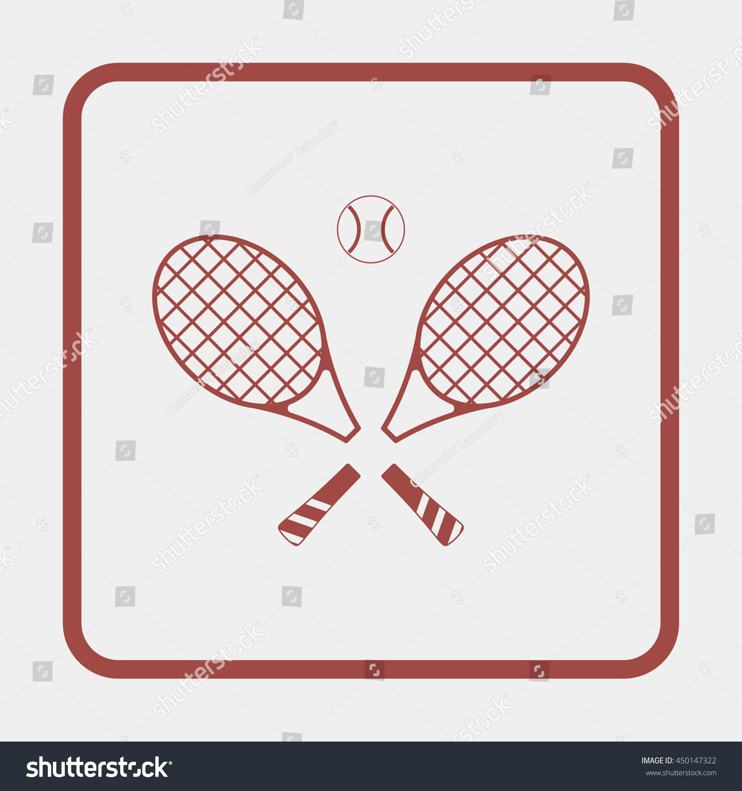tennis rackets and ball in red square clip art preview