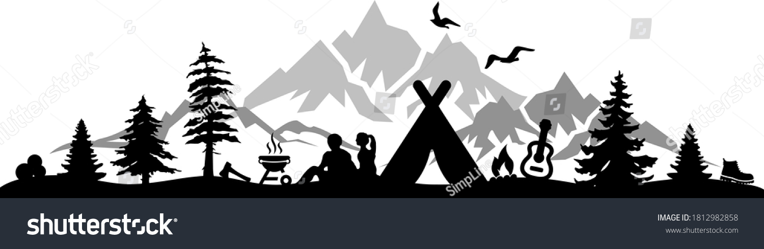 2,764 Camping silhouette family Stock Vectors, Images & Vector Art ...