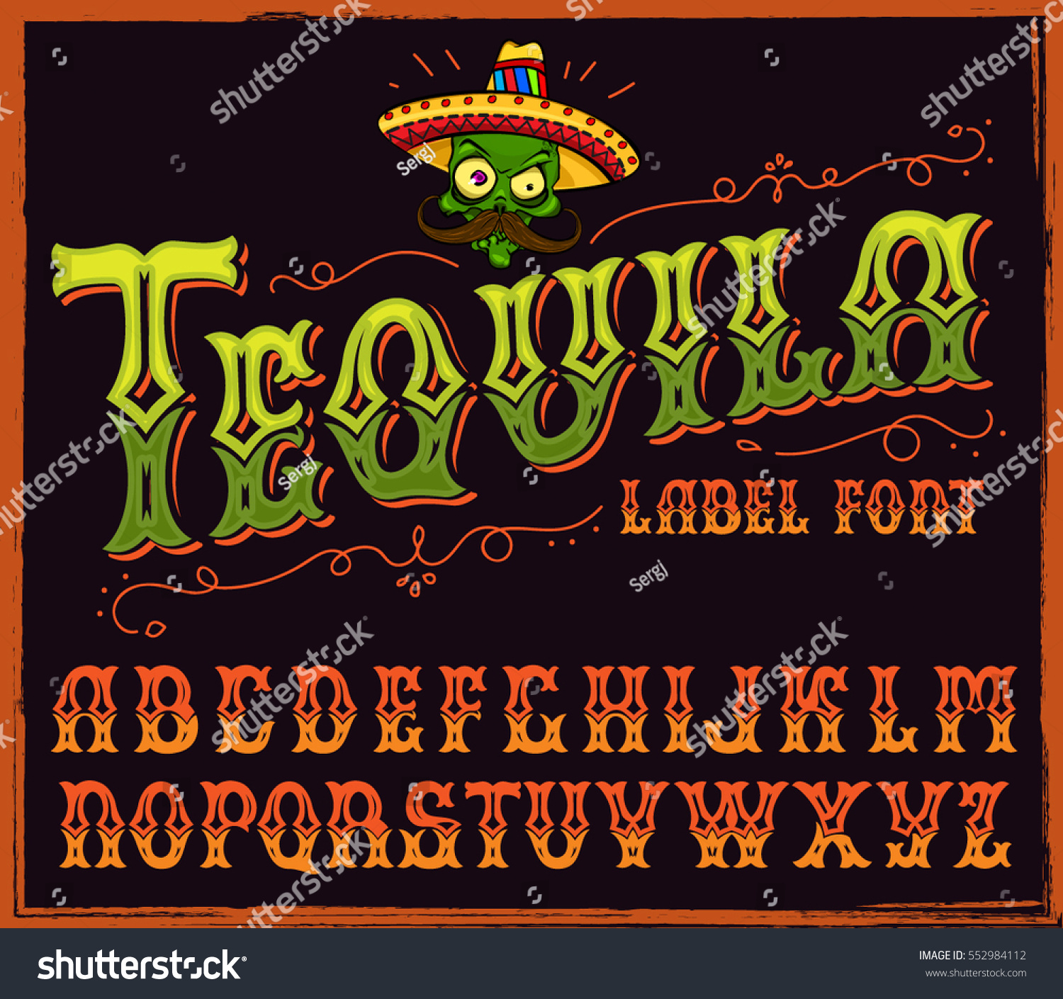 テキーラの書体 伝統的なメキシコ風のアルコールラベル用のベクター手描きのフォント のベクター画像素材 ロイヤリティフリー テキーラの書体 伝統的なメキシコ風のアルコールラベル用のベクター手描きのフォント のベクター画像素材 ロイヤリティフリー