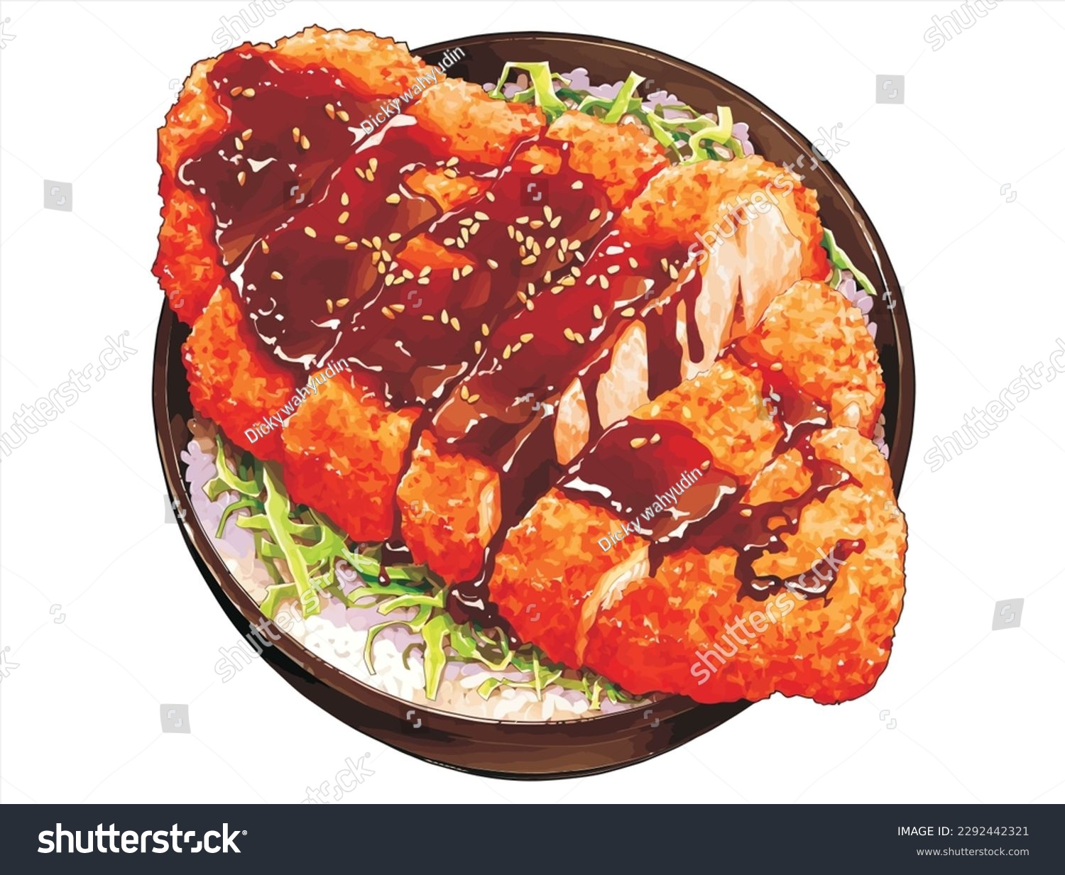 SVG of Teriyaki Sauce Chicken Katsu isolated Vector Illustration svg