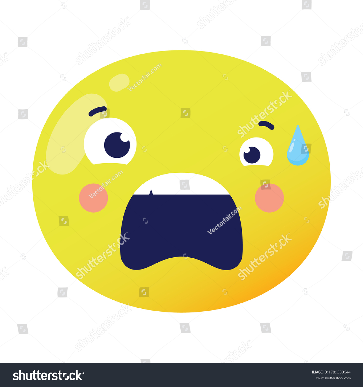 Terrified Emoji Face Classic Flat Style Stock Vector Royalty Free