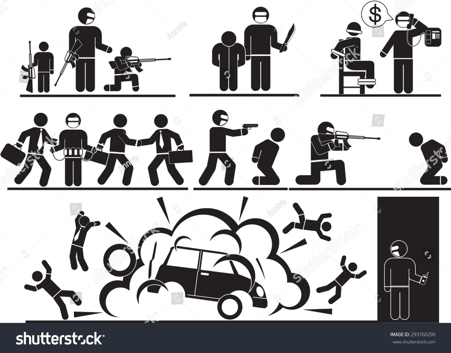 Terrorist And Sabotage Icon Set Stock Vector Illustration 293760290 ...