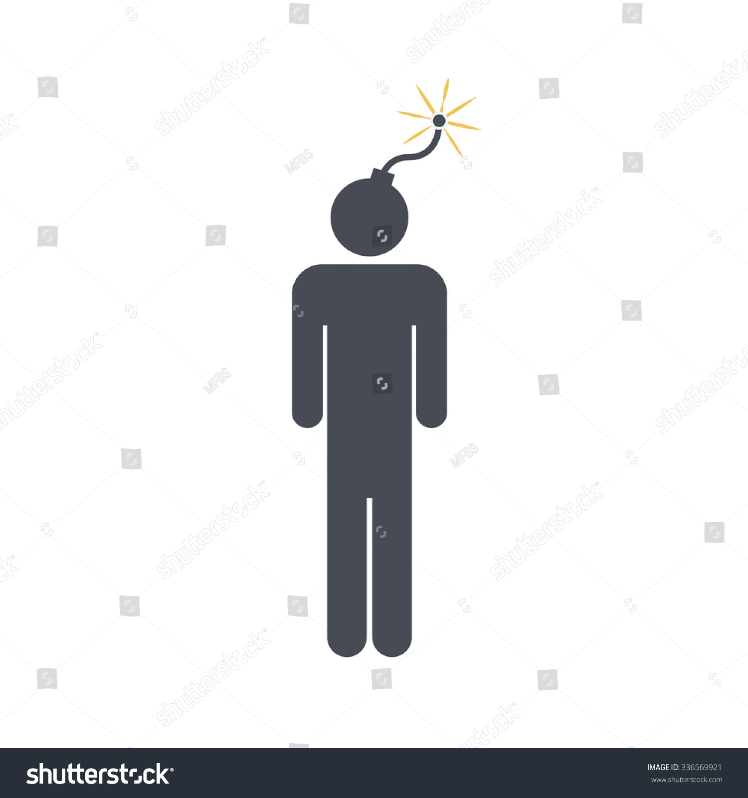 Terrorist Icon Stick Figure Bomb Head Stock Vector (Royalty Free ...