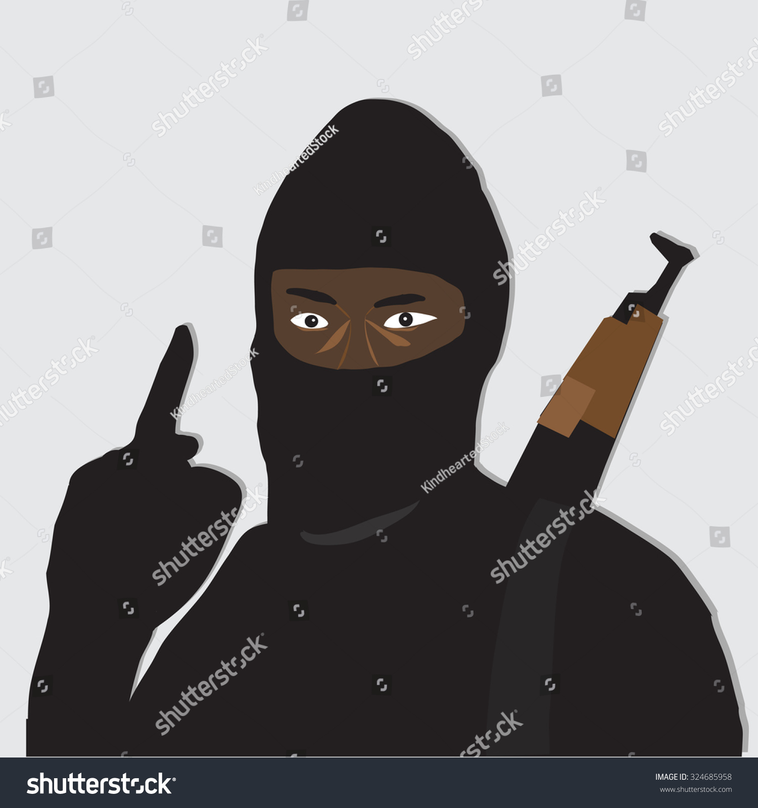 Terrorist Points Fingervector Illustrator Stock Vector 324685958 ...