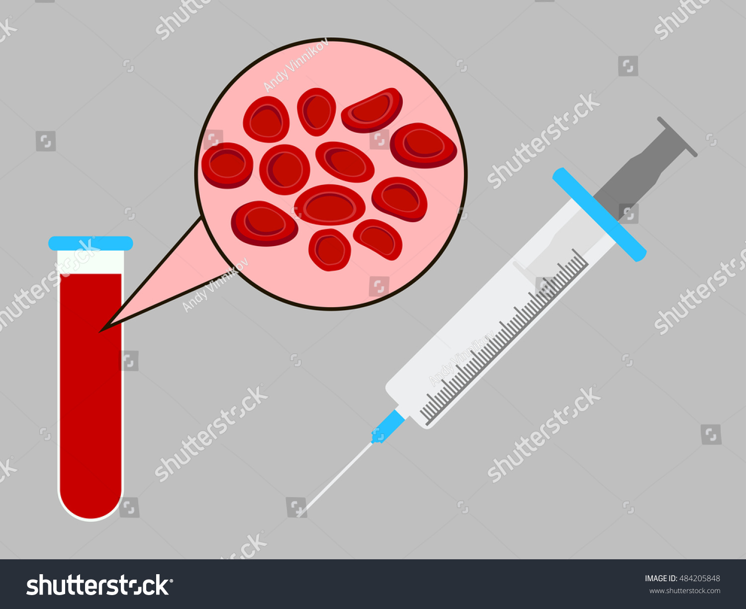 Test Tube Blood Taking Blood Syringe Stock Vector (Royalty Free) 484205848