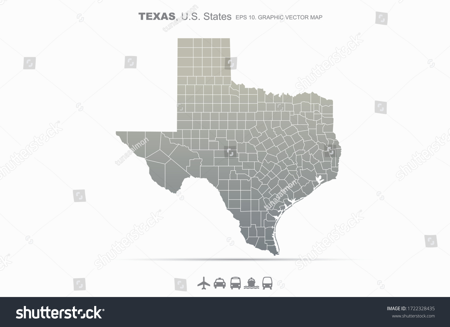 Stock Vector Texas Map Vector Map Of Texas U S States Amreica Country Map 1722328435 