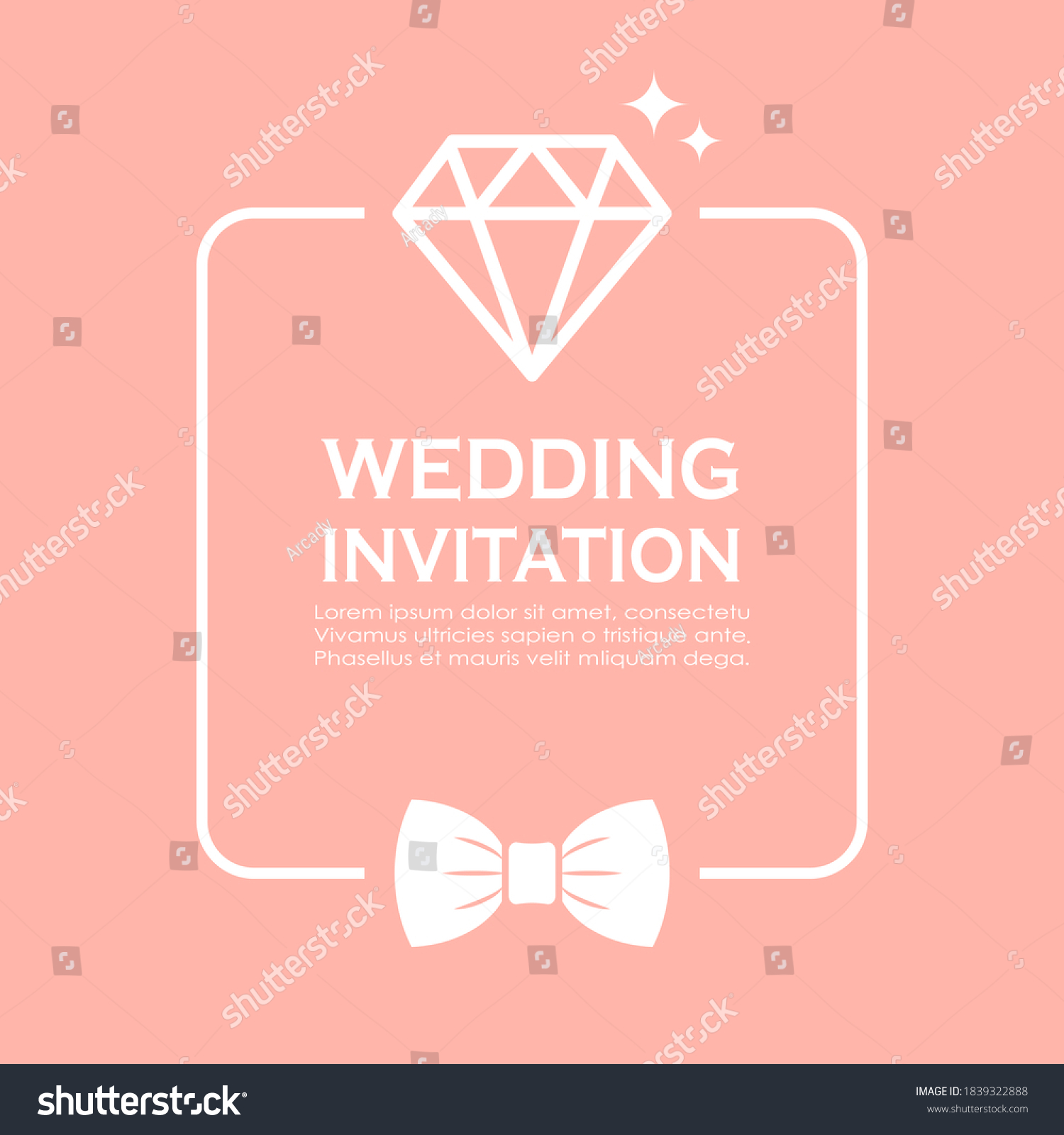 SVG of Text box design for wedding invitation, vector illustration on pink background svg
