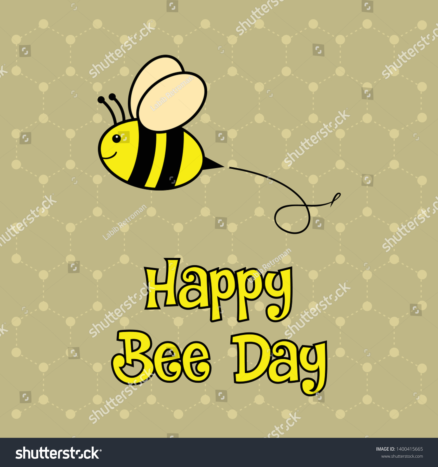 Text Happy Bee Day Cartoon Vector Stock Vector Royalty Free