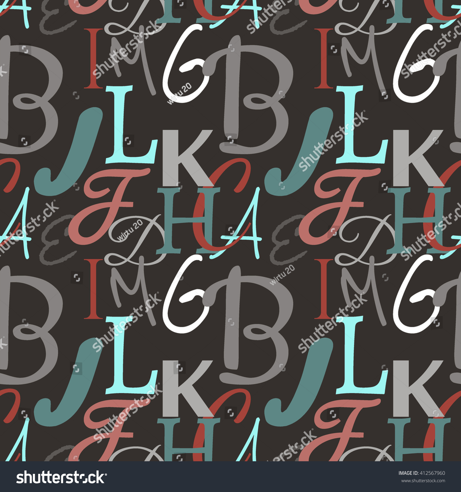 Textile Design, Wallpaper, Multicolored Letters, Seamless Pattern On ...