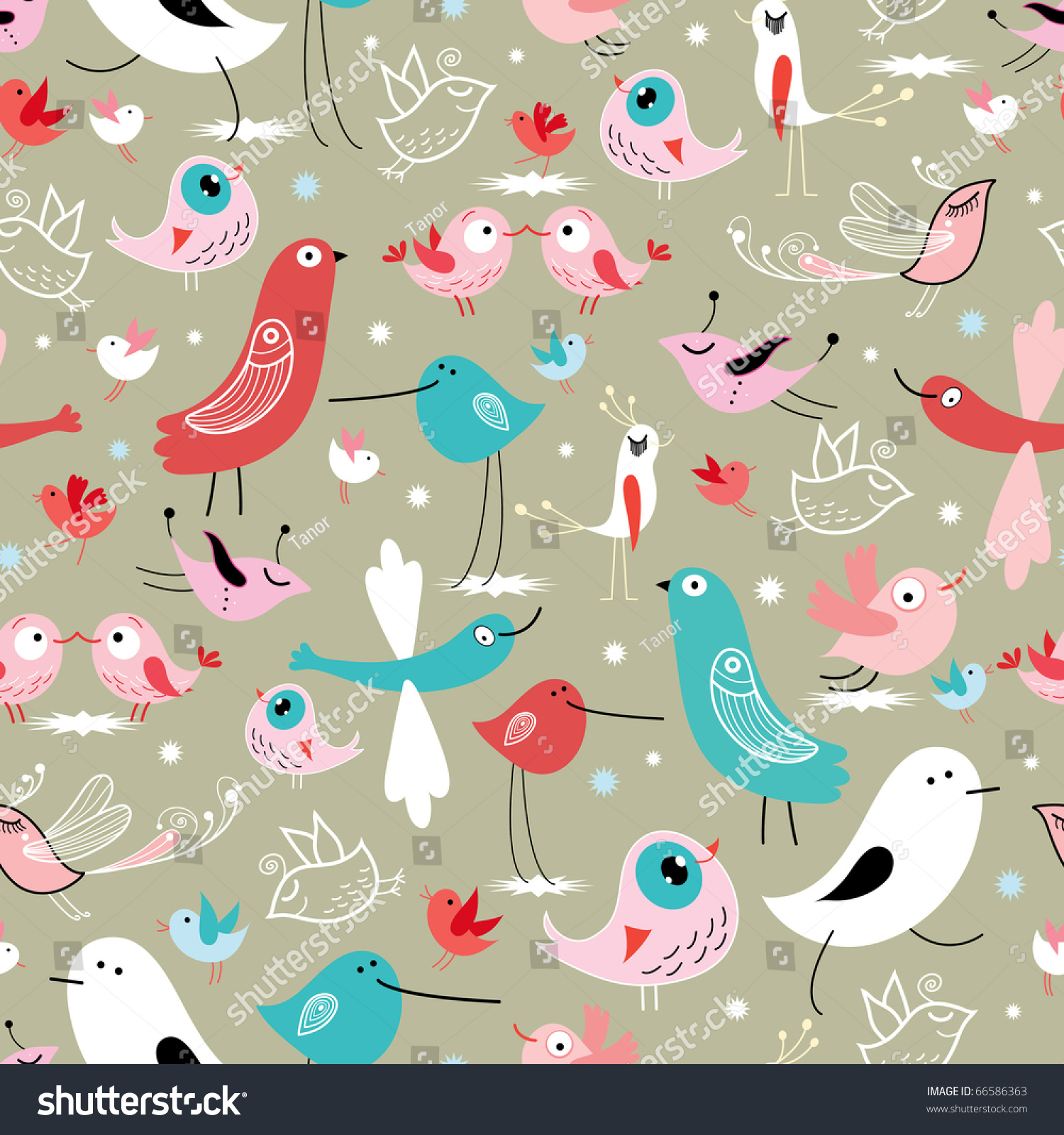 Texture Funny Birds Stock Vector Illustration 66586363 : Shutterstock