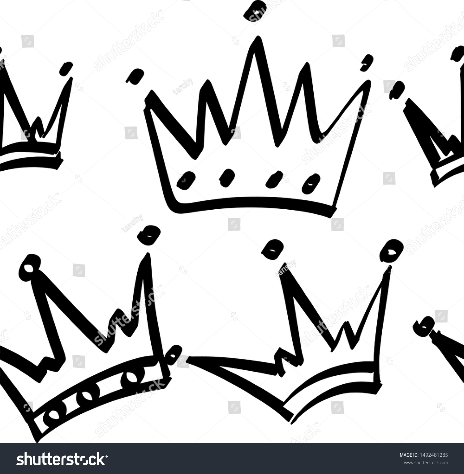 Texture Seamless Pattern Crown Vector Sketch Stock Vector (Royalty Free ...