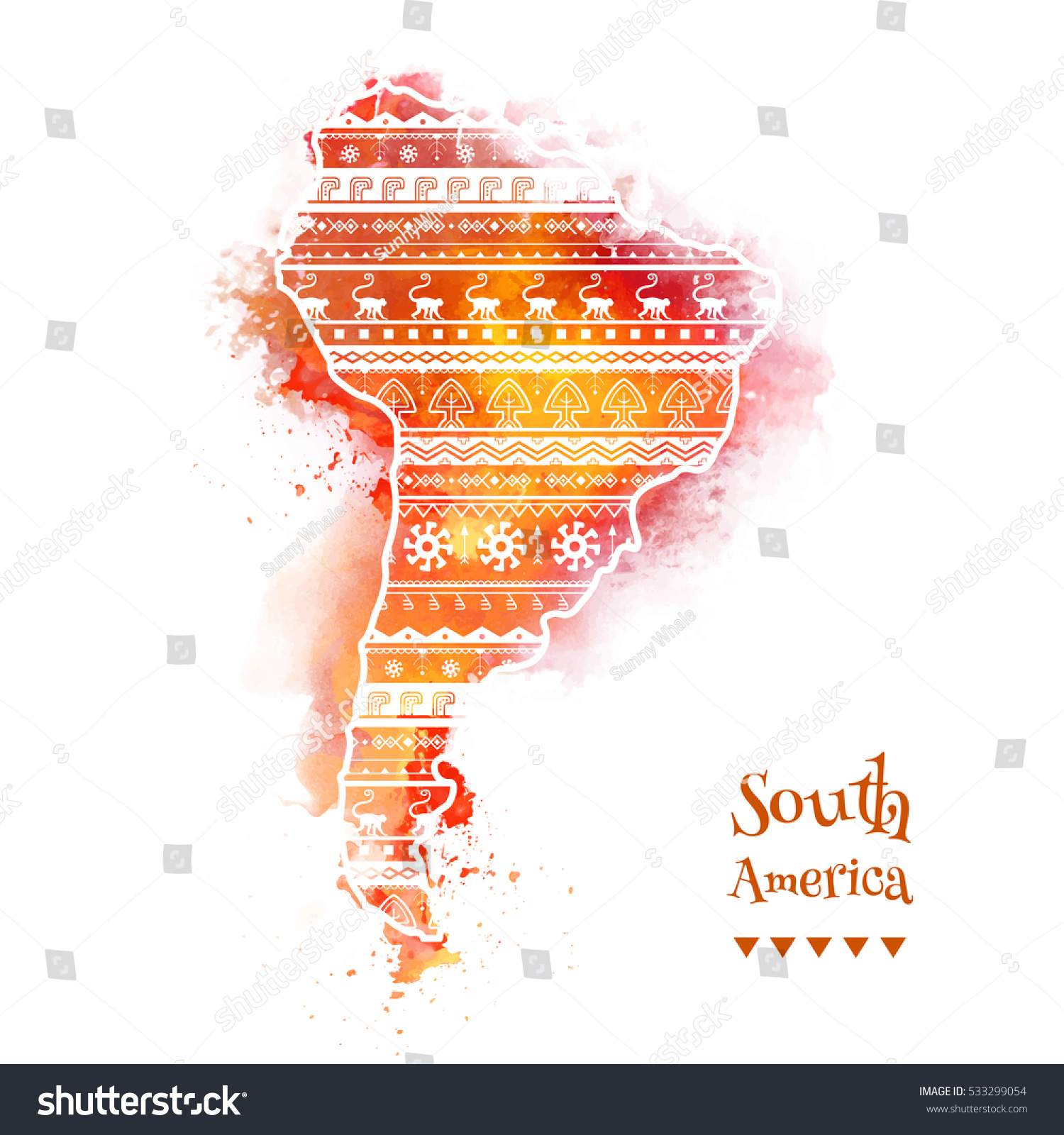 Textured Vector Map South America Handdrawn Stock Vector Royalty