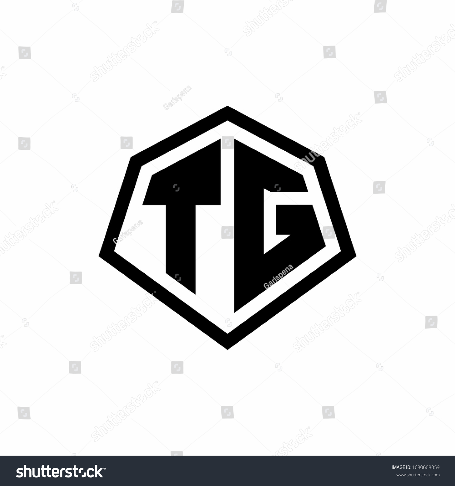 Tg Monogram Logo Hexagon Shape Line Stock Vector (Royalty Free) 1680608059