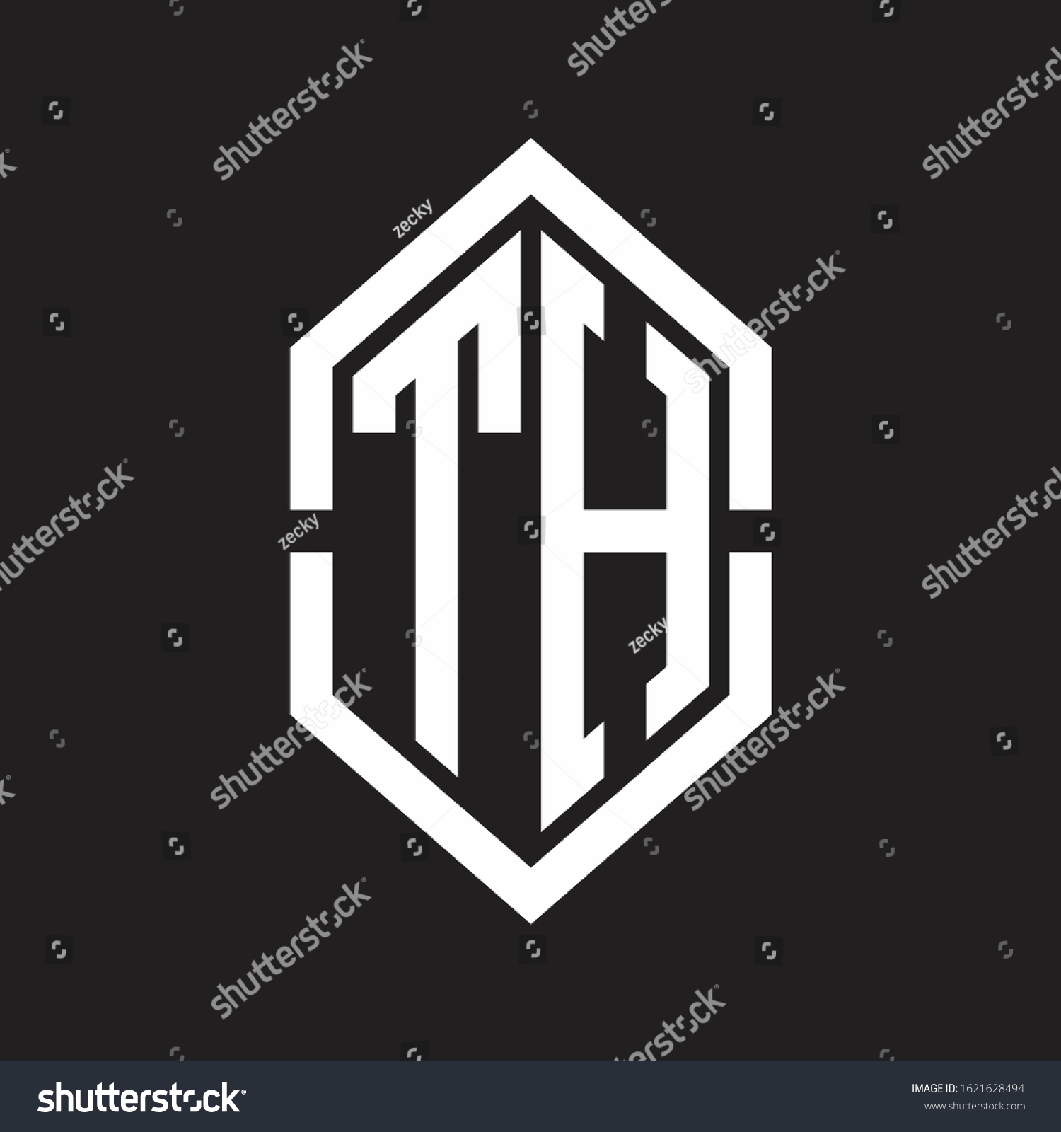 Th Logo Monogram Hexagon Shape Outline Stock Vector (Royalty Free ...