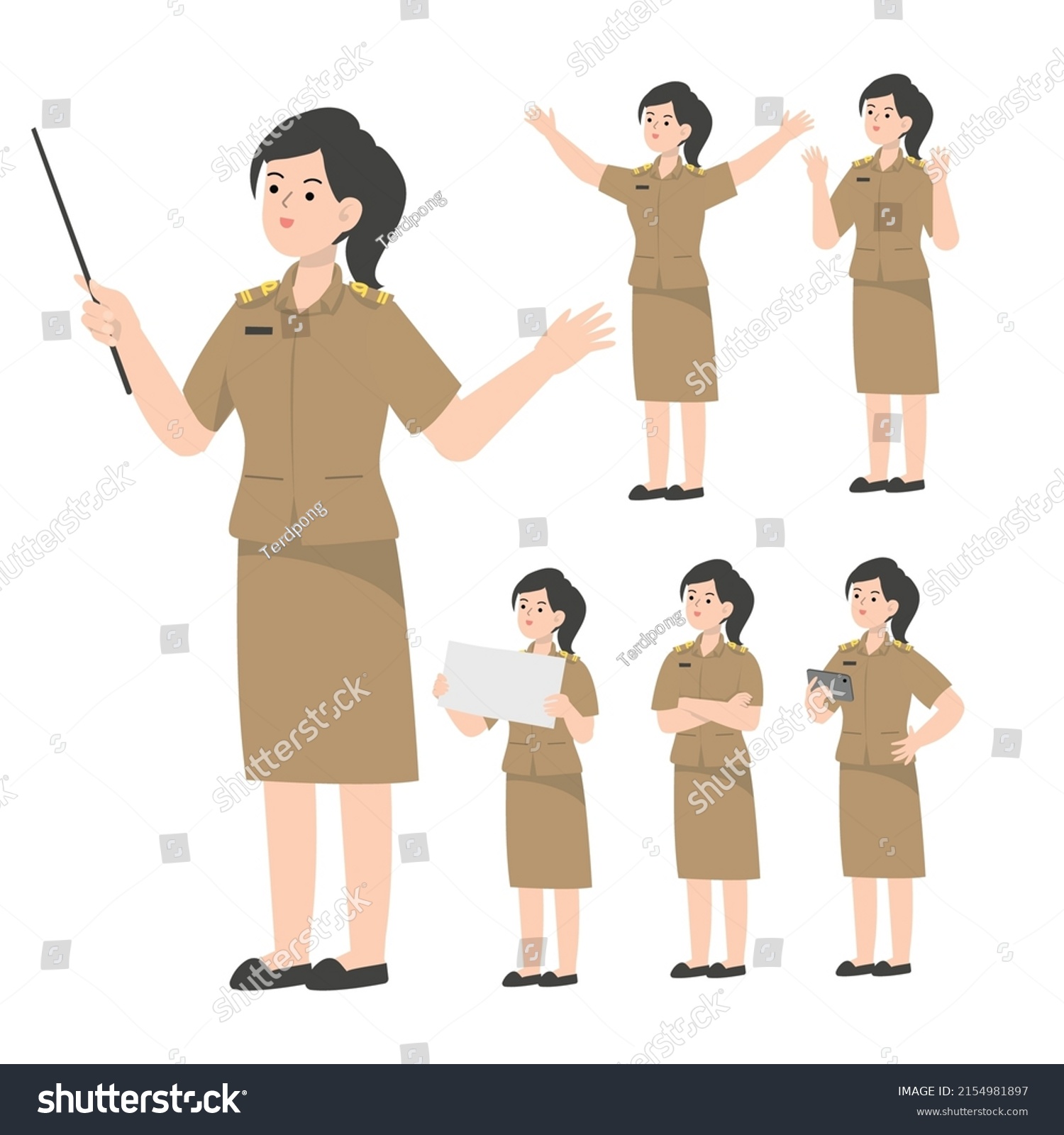 Thai Teacher Character Design Presenting Concept Stock Vector (Royalty ...